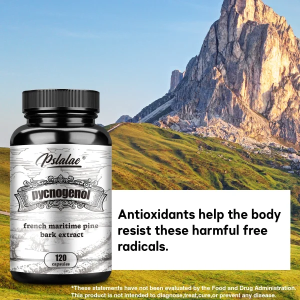 Pycnogenol - French Maritime Pine Bark Extract, Black Pepper Extract - Heart and Skin Health - 120 Capsules - Image 4