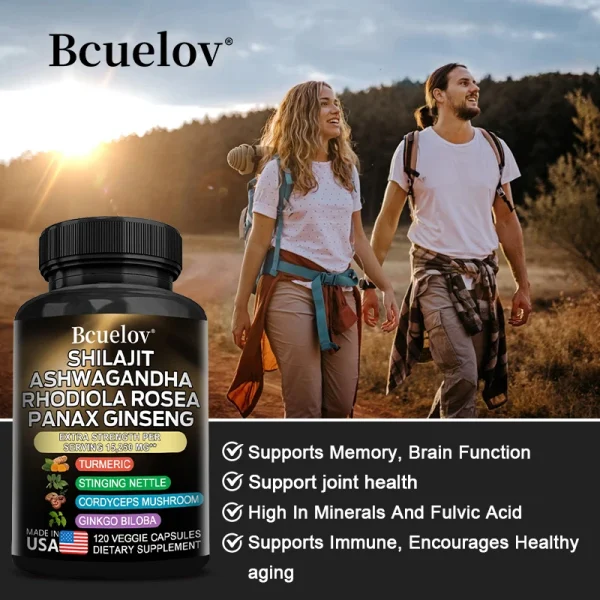 Shilajit Resin Himalaya Capsules - 15250 mg - Combination of Ashwagandha, Ginseng, Cordyceps, Ginkgo, Turmeric - Image 4