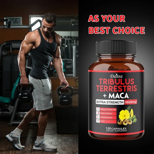 Daitea Tribulus + Maca Extract Capsules - Extra Strength 9600 Mg - Energy, Mood, Stamina and Immunity, Non-GMO - Image 2