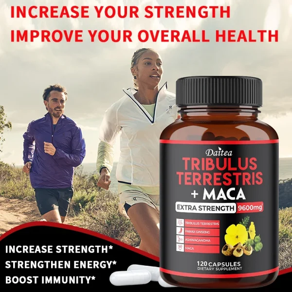 Daitea Tribulus + Maca Extract Capsules - Extra Strength 9600 Mg - Energy, Mood, Stamina and Immunity, Non-GMO - Image 5