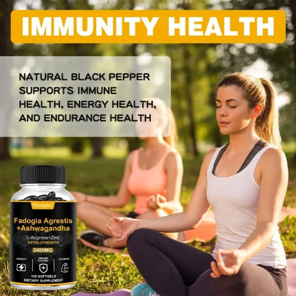 Black Pepper + Ashwagandha + Super Zinc, Saw Palmetto Berry Extract, Supports Immune Health, Sleep, 120 Capsules - Image 3