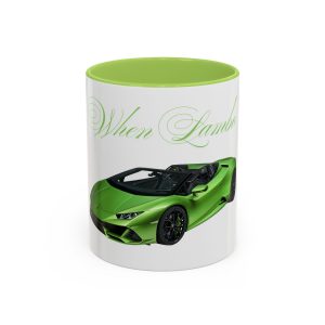 Lamborghini Accent Coffee Mug - Green Sports Car Design, 11 & 15 oz