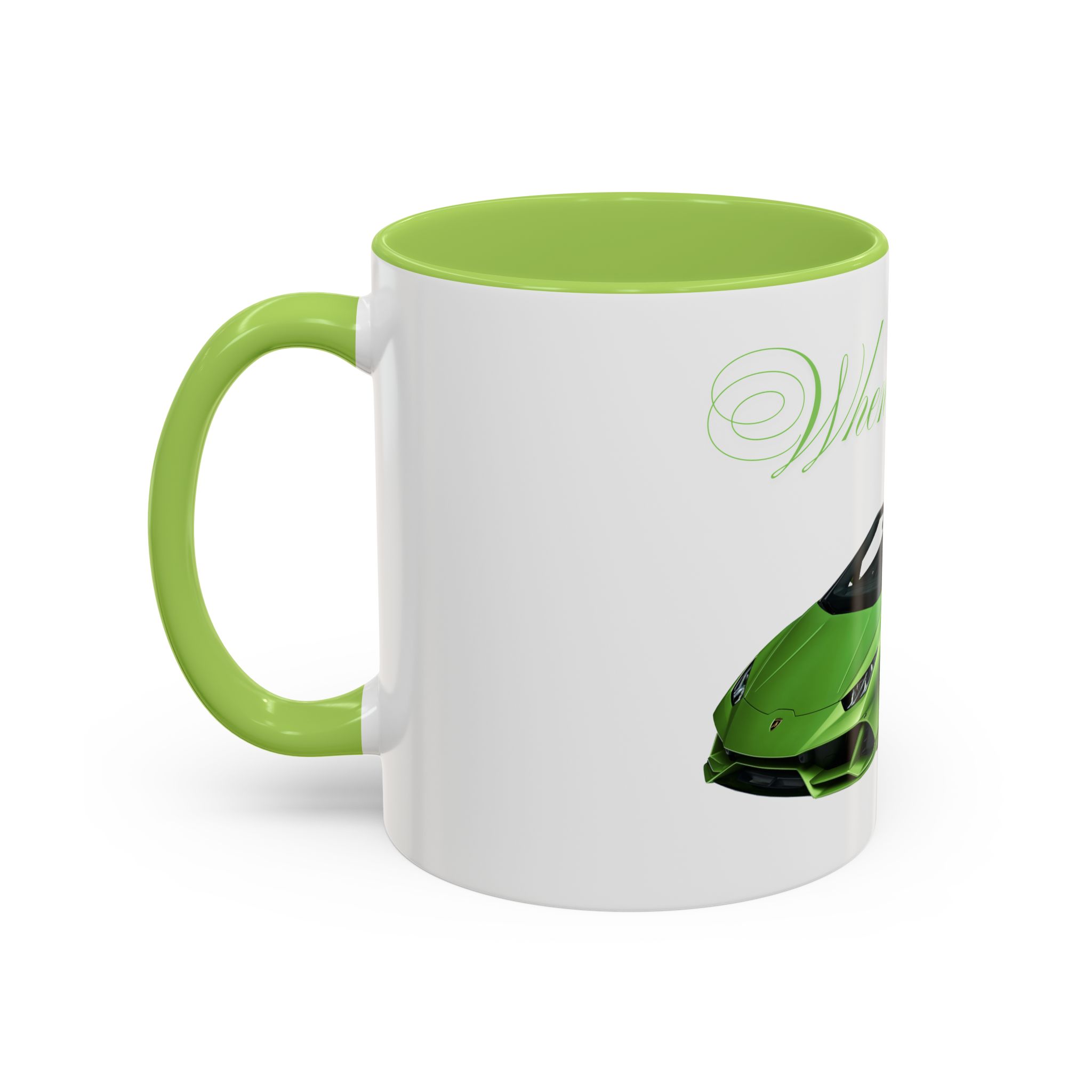 Lamborghini Accent Coffee Mug - Green Sports Car Design, 11 & 15 oz - Image 3