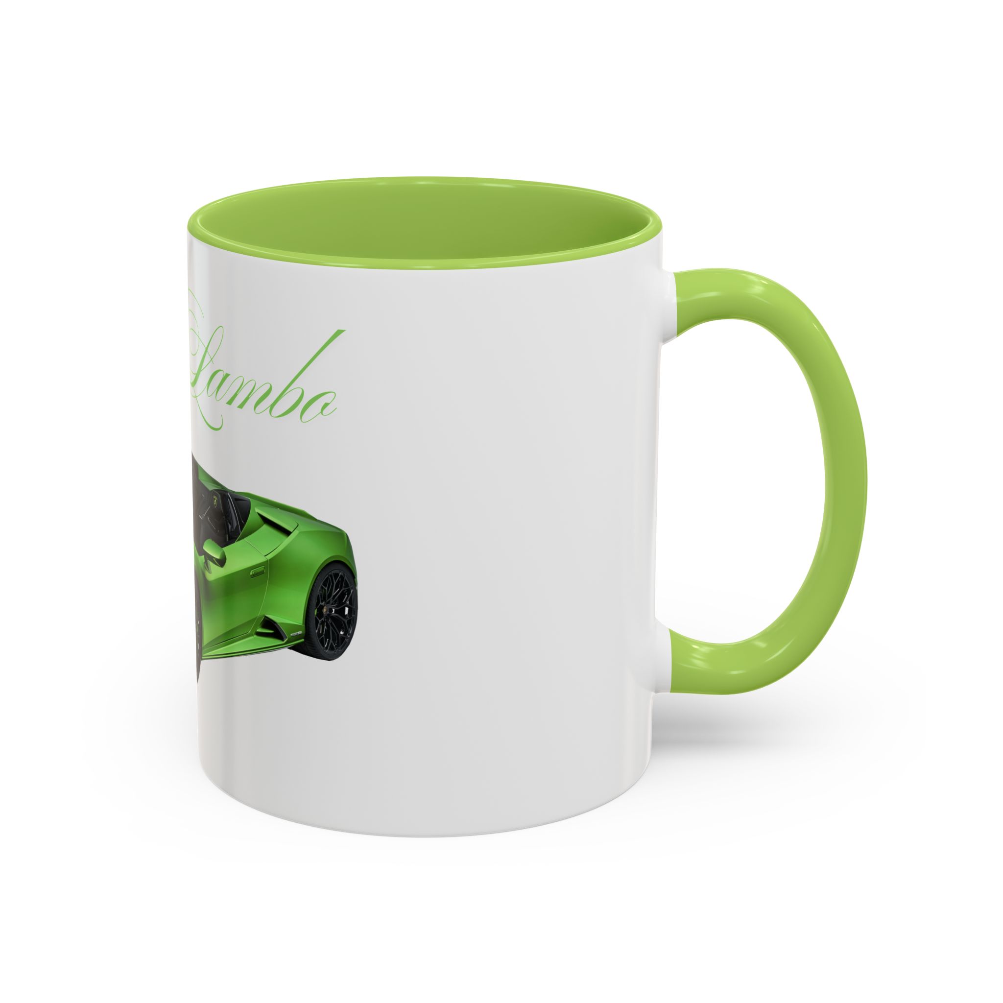 Lamborghini Accent Coffee Mug - Green Sports Car Design, 11 & 15 oz - Image 2
